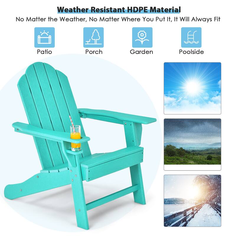 Costway 4PCS Patio Adirondack Chair Weather Resistant Garden Deck - 34'' x 31'' x 37''