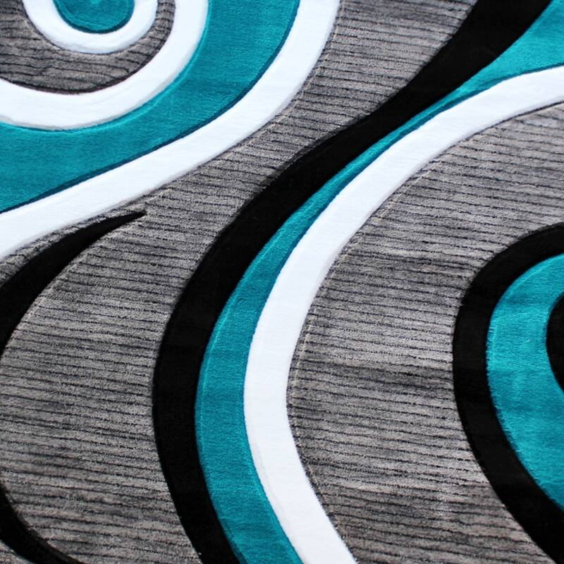 Modern High-Low Sculpted Swirl Design Abstract Area Rug