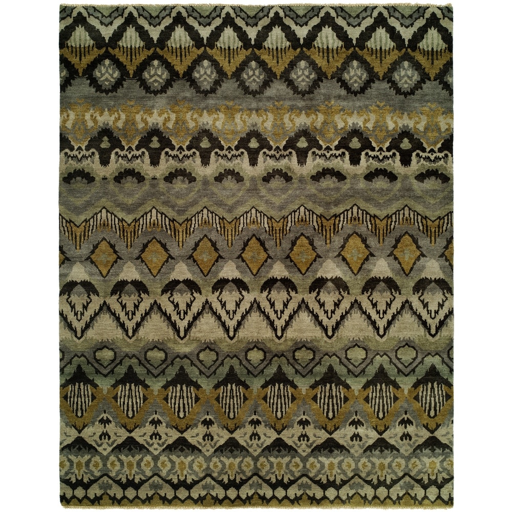 Transitional Grey Hand-Knotted Wool Area Rug