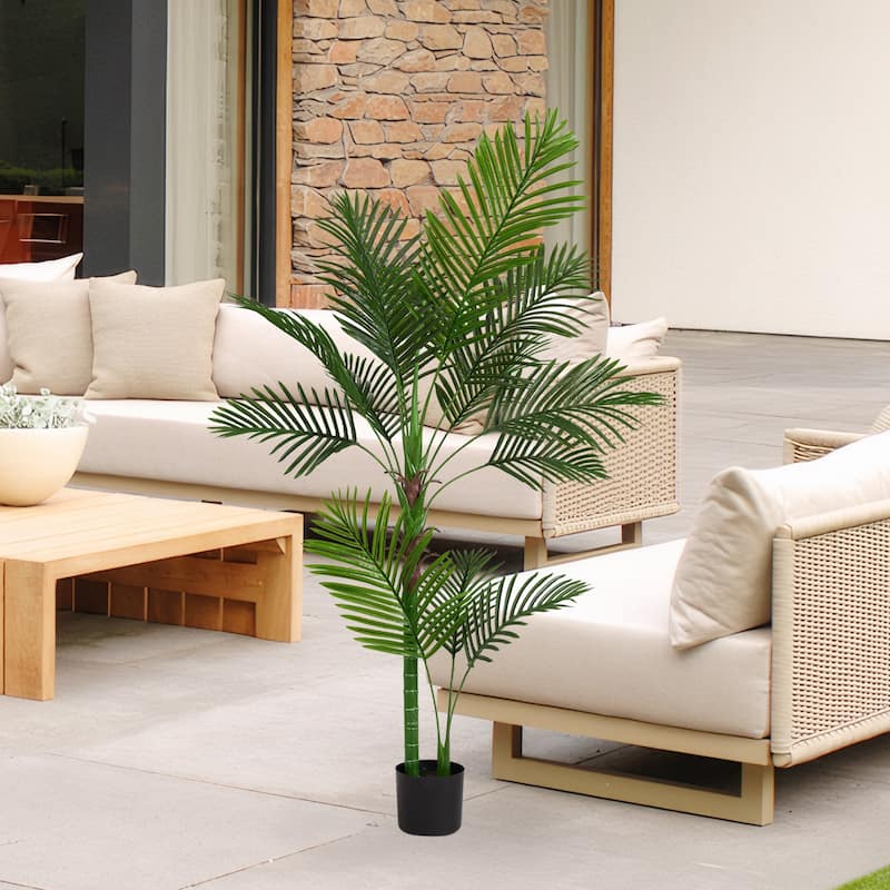 GDFStudio - Marlowe 5.2FT Areca Palm Faux Tree Silk Stem UV-Resistant Lifelike