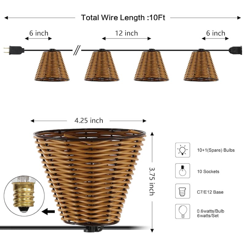 JONATHAN Y 10 ft G40 String Lights - 10 Bulbs, Indoor/Outdoor Use