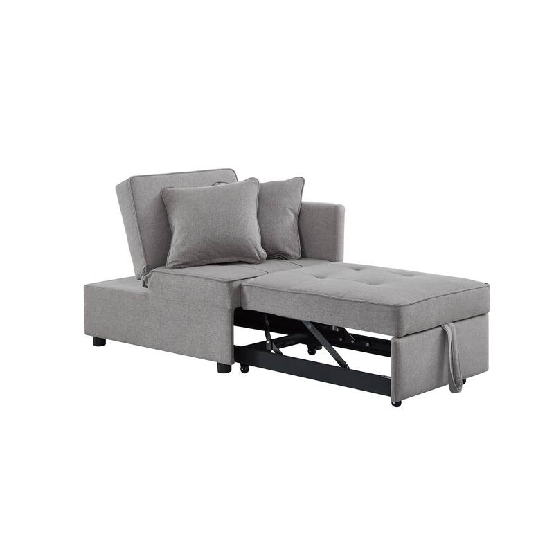 4-in-1 Sofa Bed - Convertible Recliner with Wood Frame