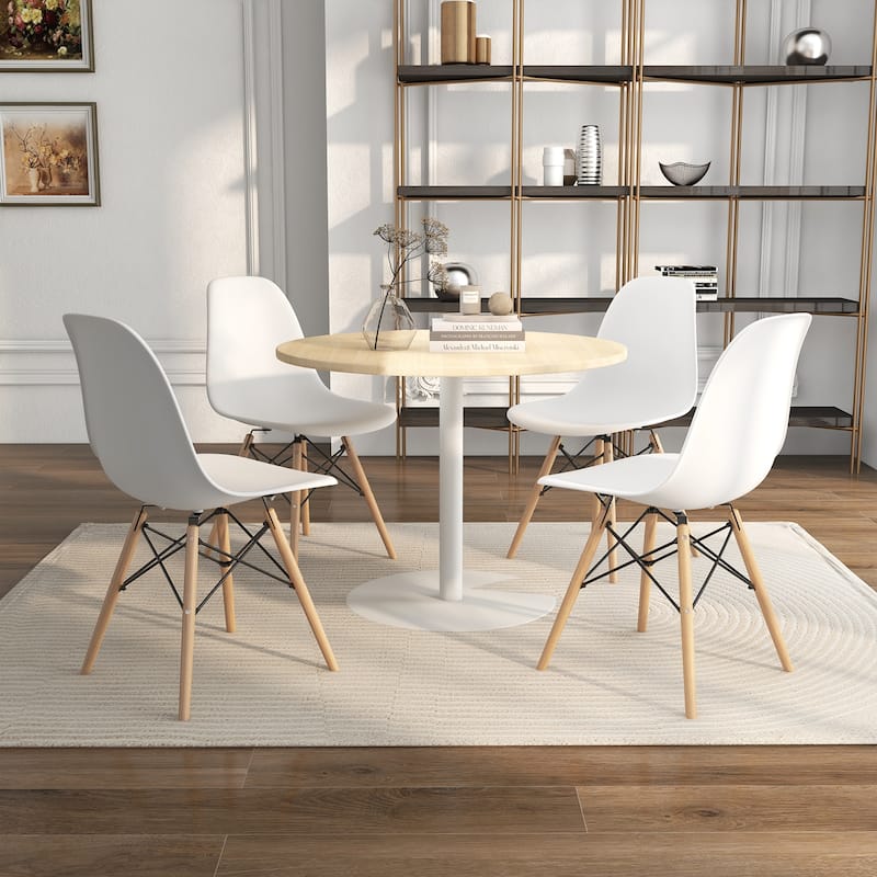 Set of 4 Modern Dining Chairs with Beech Wood Legs and Ergonomic Backrest for Kitchen or Dining Room