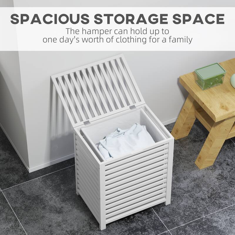 HOMCOM Bamboo Laundry Hamper with Lid and Removable Liner Bag