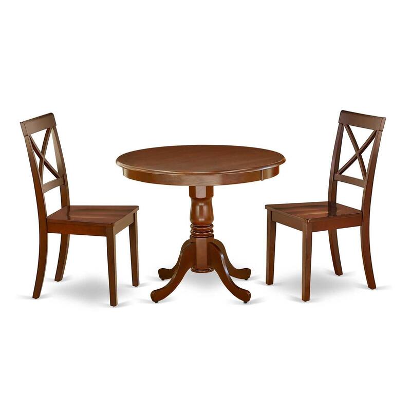 Round Dining Table Set 36 Inch Antique Style Table & 2 Kitchen Chairs