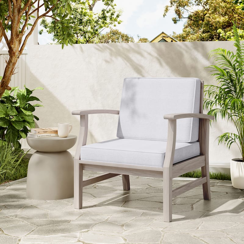 Christopher Knight Home Perla Acacia Wood Outdoor Club Chair - Light White