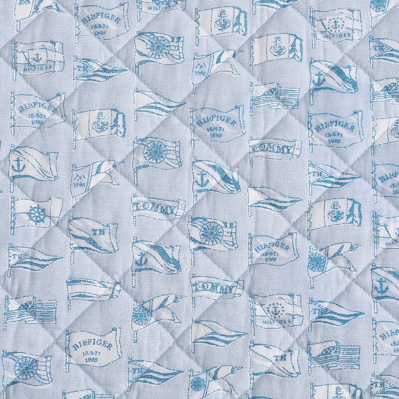 Tommy Hilfiger Boating Flags Blue Cotton Reversible Quilt Set