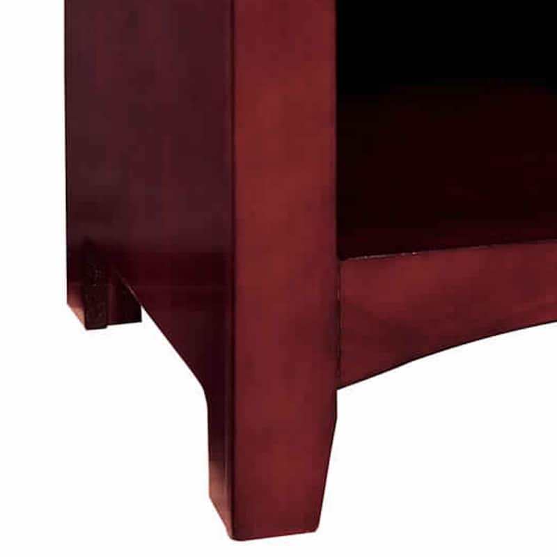 Wooden Night Stand With One Drawer And Open Shelf In Cherry Brown