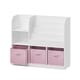 preview thumbnail 3 of 20, Kids Bookcase and Bookshelf, Multifunctional Bookcase with 3 Collapsible Fabric Drawers - White&Pink