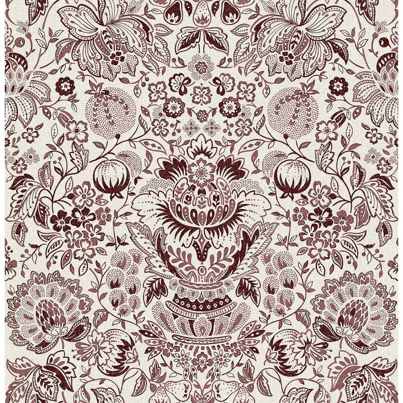 A-Street Prints Blanche Plum Floral Damask Wallpaper