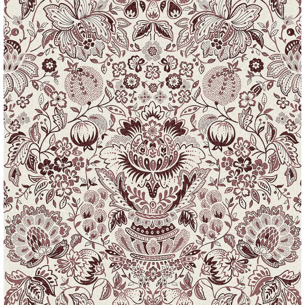 A-Street Prints Blanche Plum Floral Damask Wallpaper
