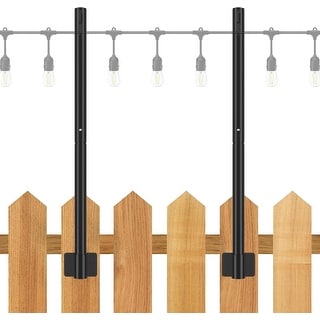 Suchtale String Light Poles, Suspension Outdoor Fence Post Lights with Clip and Bracket