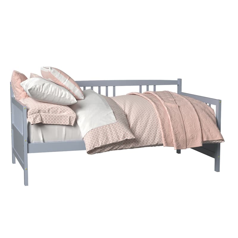 Gymax Twin Size Wooden Slats Daybed Frame Support Platform W/Rails