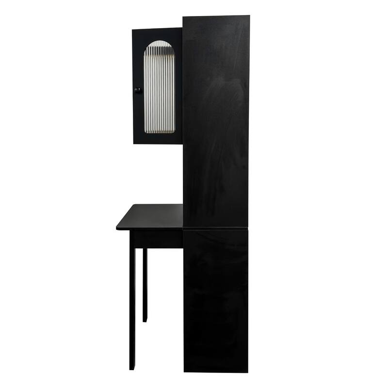 Foldable Desk with Storage Shelf & Drawer, Space-Saving Convertible Home Office Writing Table