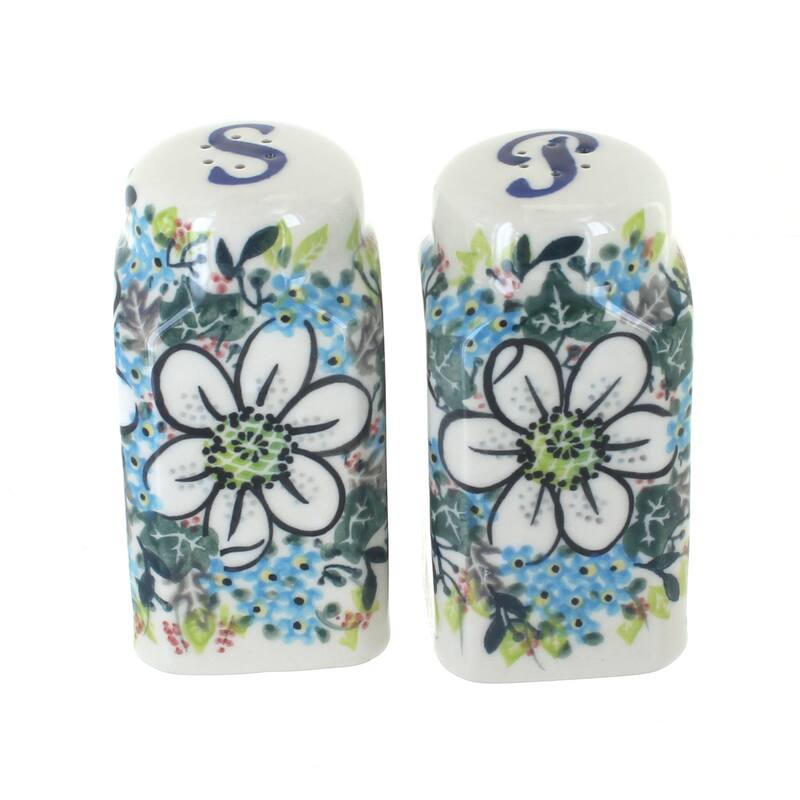 Blue Rose Polish Pottery 320 Vena Large Salt & Pepper Shakers