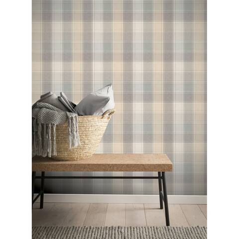 Country Check Grey Wallpaper - - 20.8 in. W x 33ft L