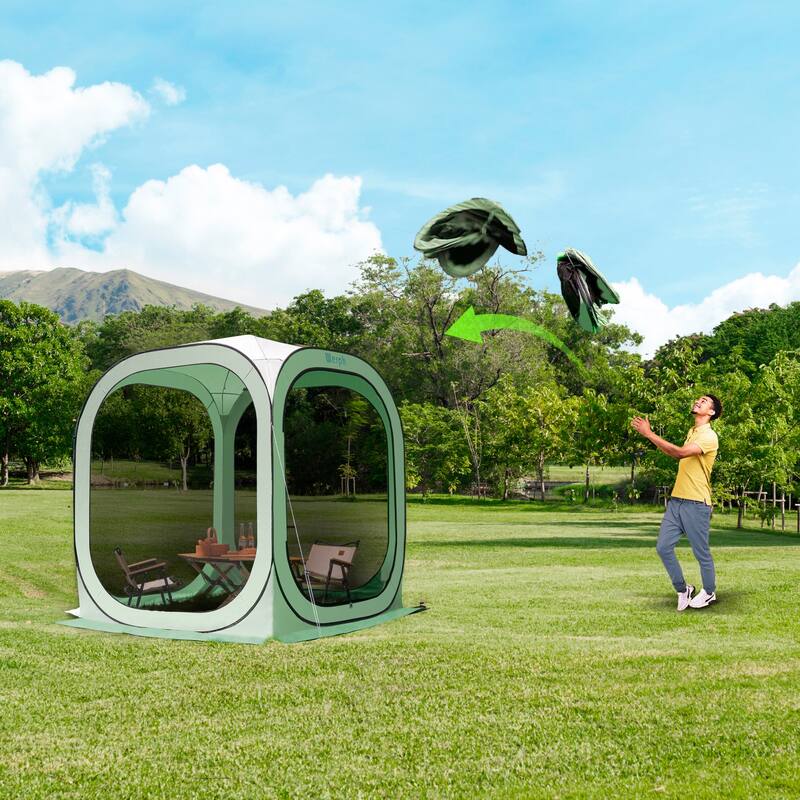 Werph Pop Up Canopy, Green, Portable Canopy Tent with Mesh Mosquito Net
