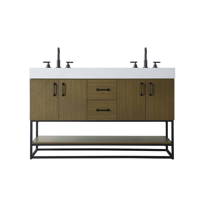 Elegant Lighting VF29254D Caroline 54" Free Standing Double Basin - Chestnut Brown