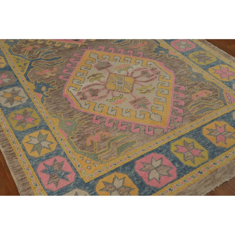 Hand Knotted Oriental 100% Wool Carpet Transitional All-Over Brown Oushak Area Rug - 20' 1'' X 5' 11''