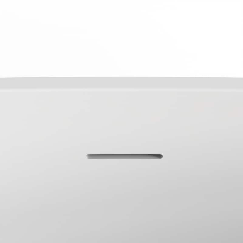 63 Inch Solid Surface Stone Resin Freestanding Soaking Bathtub in Matte White