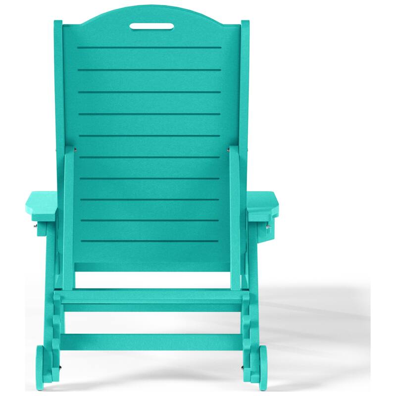 Brighton Outdoor Poly Reclining Chaise Lounge with Wheels & Cup Holder