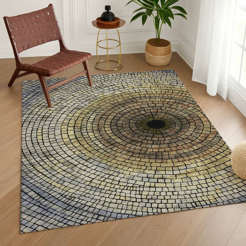 Machine Washable Indoor/ Outdoor Mosaic Rome Chantille Rug