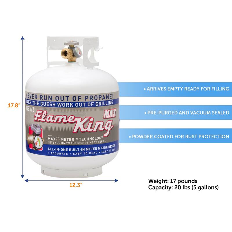 Flame King 20LB Steel Propane Tank Cylinder with OPD Valve & Gauge