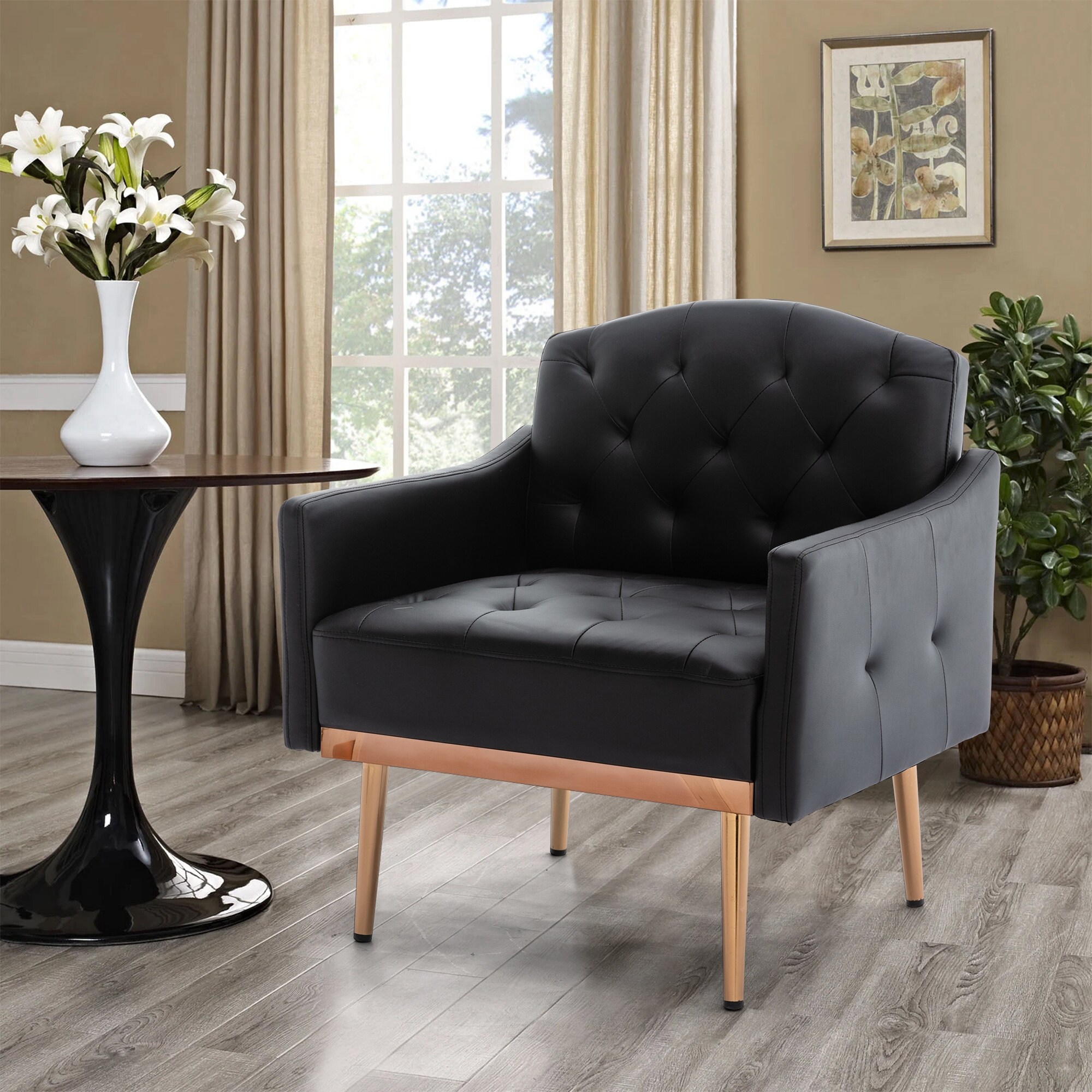Small leather shop reading chair