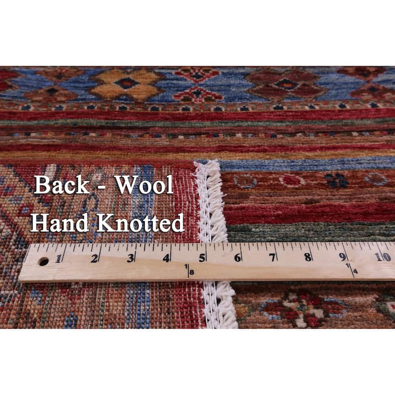Golden Nile Khorjin Persian Gabbeh Hand Knotted Wool Rug - 3' 5" X 4' 2"