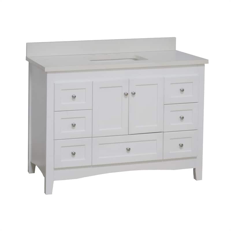 KitchenBathCollection Abbey 48" Bathroom Vanity with Quartz Top