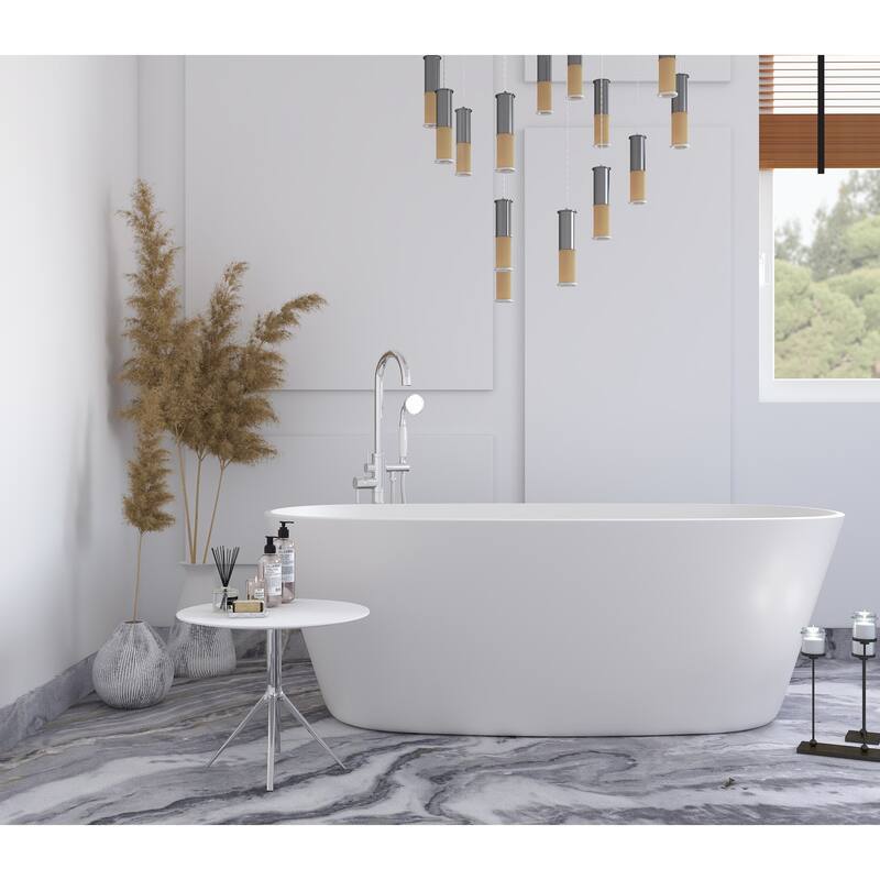 Hermosa 71" White Solid Surface Freestanding Soaking Bathtub