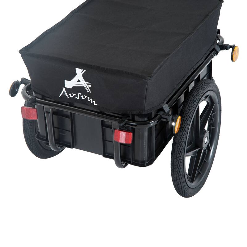 Aosom Bicycle Cargo Trailer with Removable Box and Waterproof Cover, Bike Wagon Trailer with Two 16in Wheels
