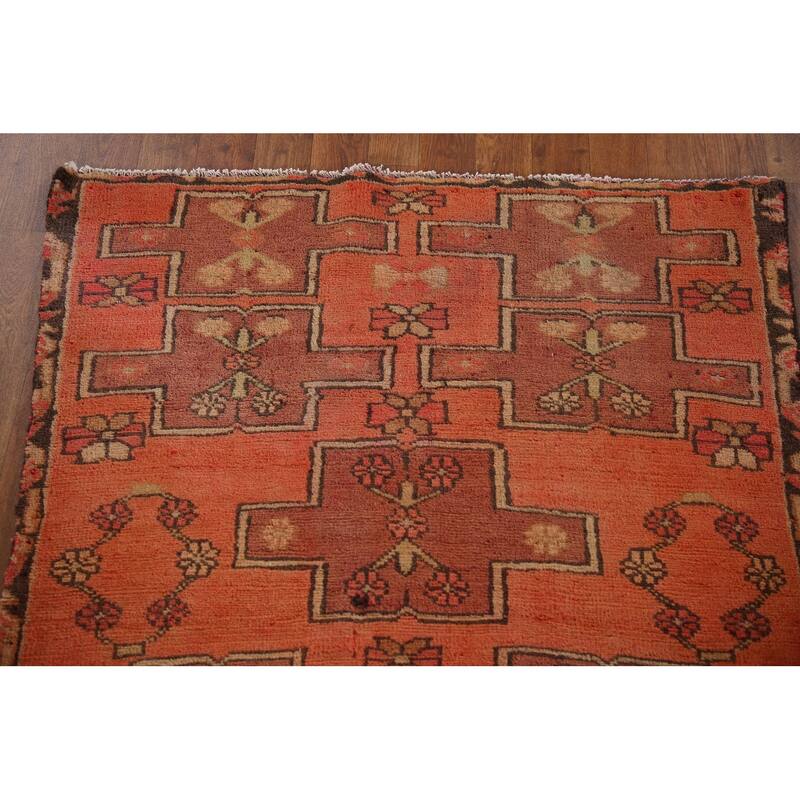 Meshkin Persian Vintage Runner Rug Handmade Wool Carpet - 3'1"x 9'6"
