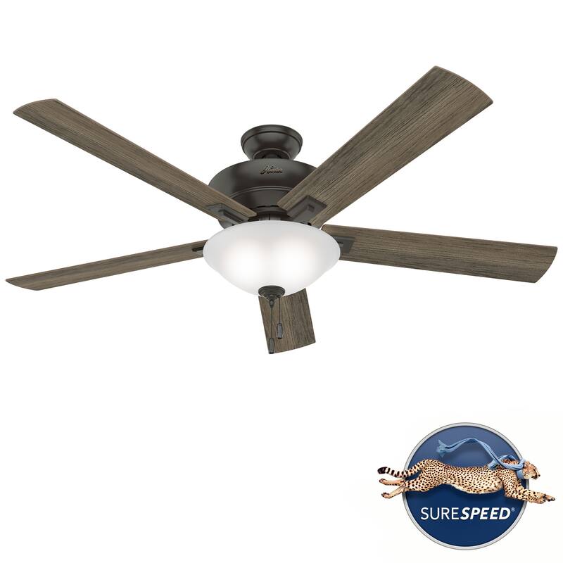 Hunter 60" Hillsborough Great Room Indoor Ceiling Fan LED Light and Pull Chain - Traditional, Rustic