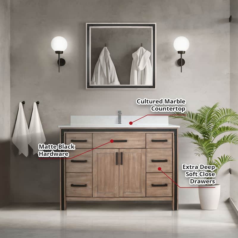Lexora Ziva 48 inch single Bathroom Vanity Only