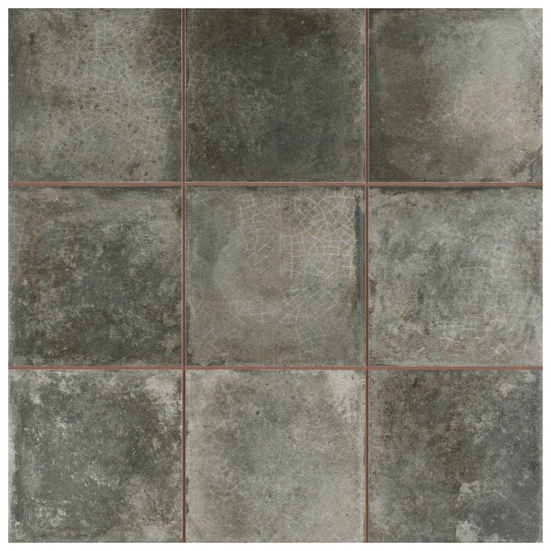 Merola Tile Kings Etna Nero 13-1/8" x 13-1/8" Ceramic Floor and Wall Tile