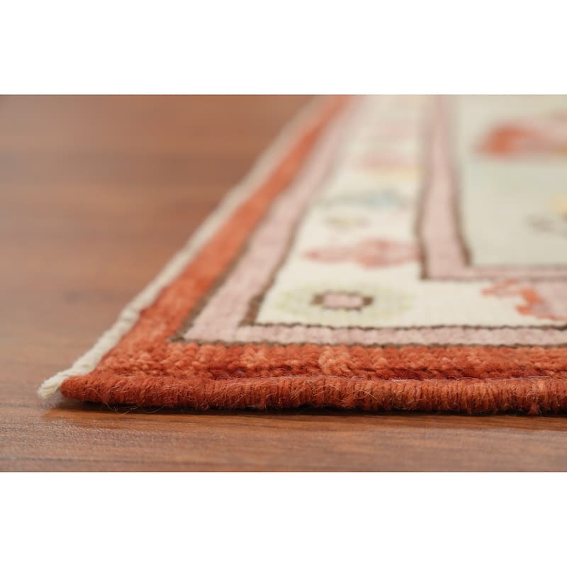 Hand Knotted Oriental 100% Wool Carpet Transitional Medallion Oranges & Rust Oushak Area Rug - 9' 11'' X 8' 3''