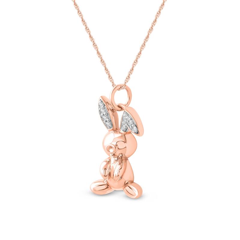 1/20ct TDW Diamond Animal Giraffe, Bunny and Dachshund Dog Necklace in Gold Plated Silver for Women
