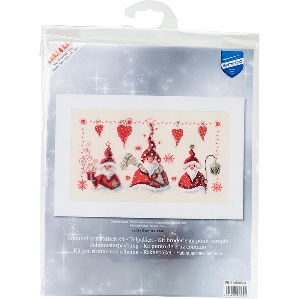 Cheerful Santas On Aida Counted Cross Stitch Kit-11.6"X6.8" 14 Count