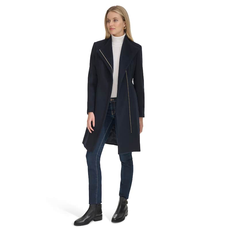 Cole Haan Double-Breasted Wool Blend Coat