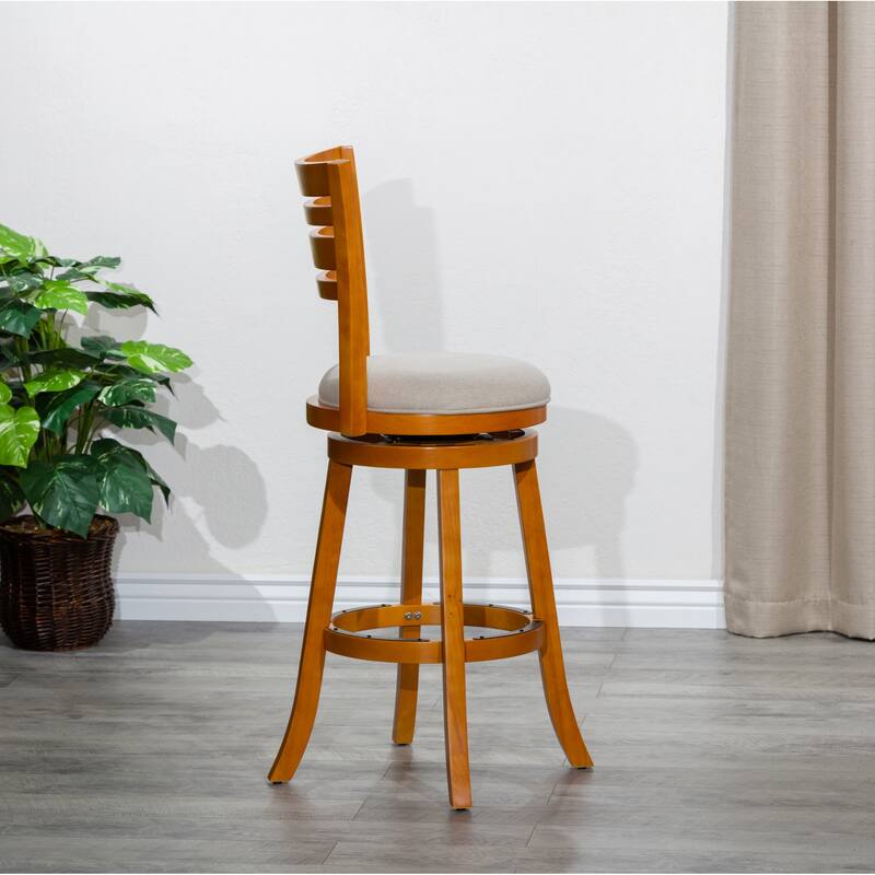30" Bar Height Slat Back Swivel Stool