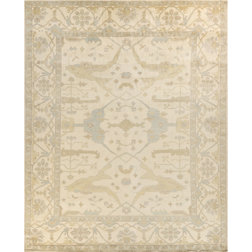 EXQUISITE RUGS Antique Weave Oushak Hand-knotted Wool Beige/Blue/Brown Rug.