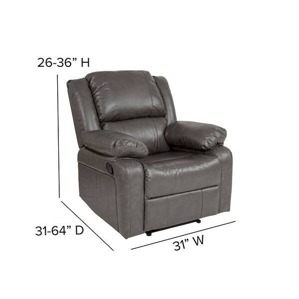 Shop Offex Contemporary Gray Leather Recliner With Padded Arms And