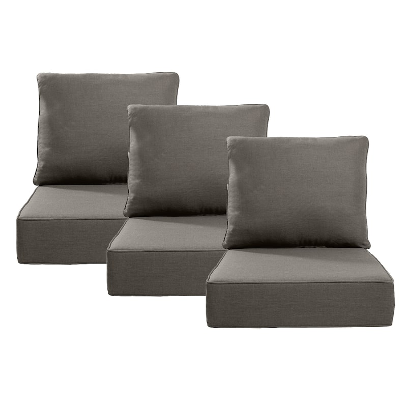 Pocassy 24"x24"x6" Thick Cushions Indoor/Outdoor Deep Seat Cushion - Grey - 3 Set Cushion