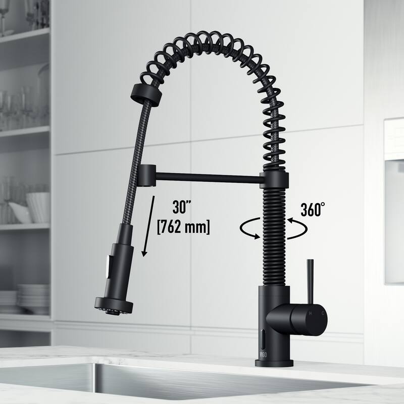 VIGO Edison 19" H Single Handle Pull-Down Sprayer Kitchen Faucet Set with Touchless Sensor
