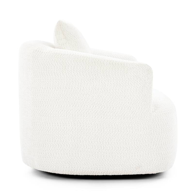 Chenille 360° Swivel Barrel Chair with Throw Pillow, Pocket Spring Cushion and Ergonomic Armrests