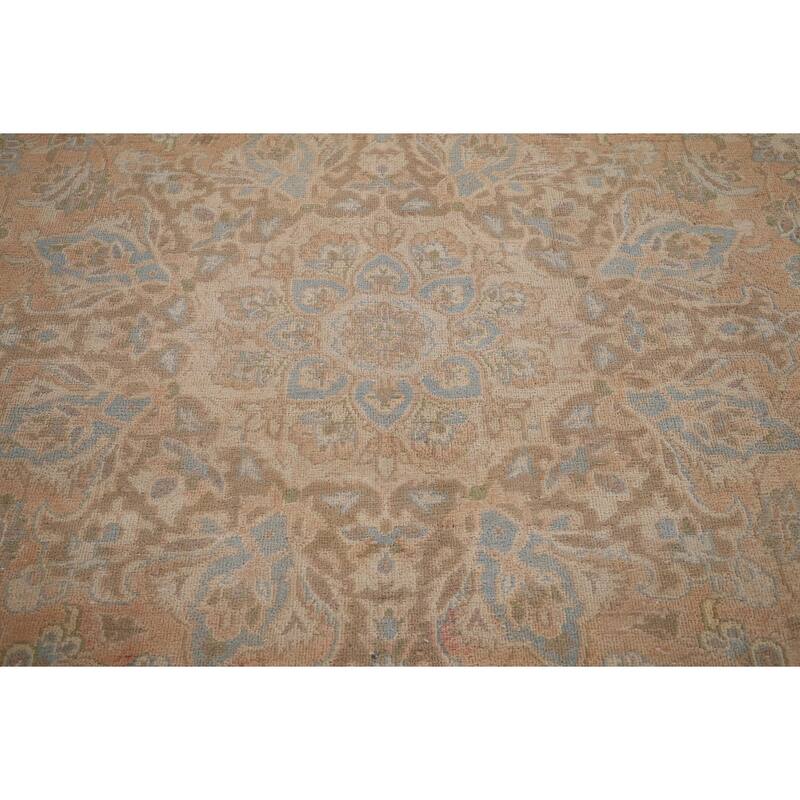 Distressed Muted Najafabad Persian Vintage Hand-Knotted Wool Carpet - 9'3" x 12'11"