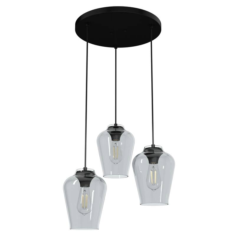 Hunter Vidria 3-Light Cluster Ceiling Light - Kitchen Island, Dining Room - Contemporary, Transitional