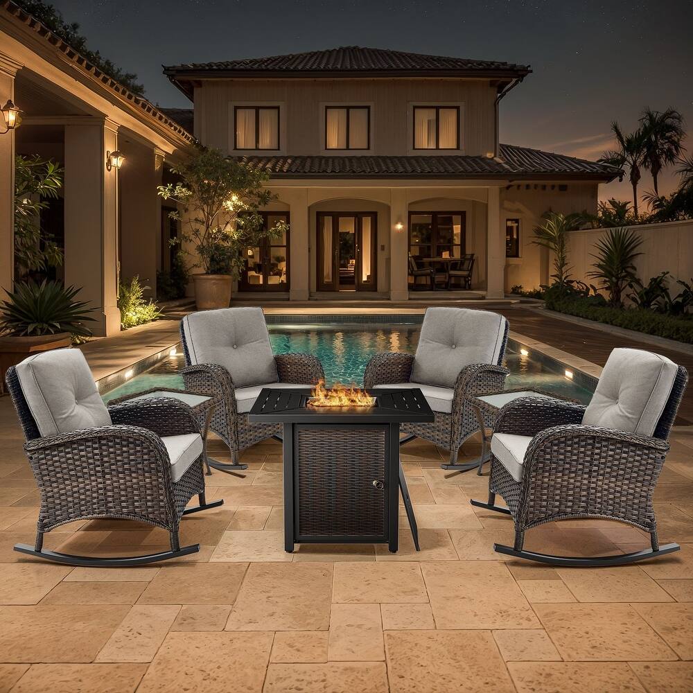 Gymojoy Outdoor Patio Chair & Fire Pit Set Luxurious Comfort Conversation Set