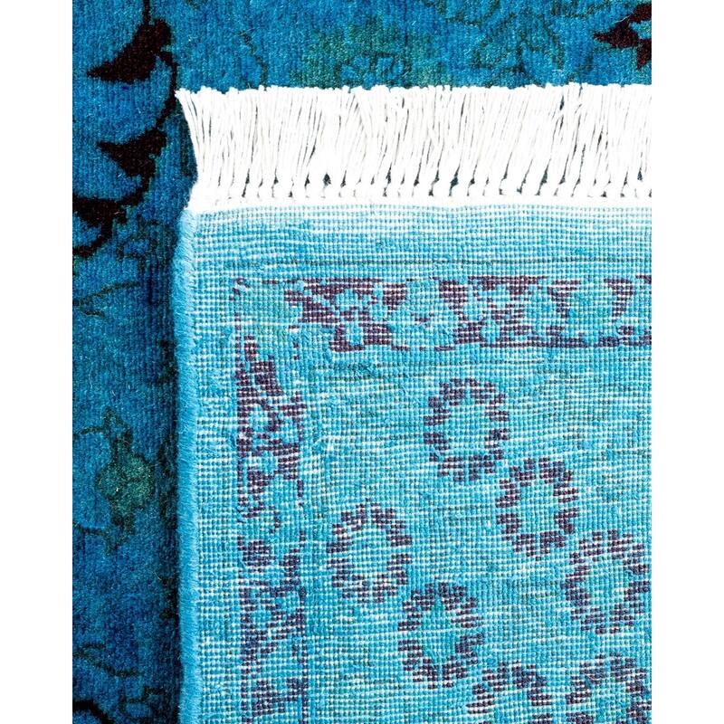 Overton Hand Knotted Wool Vintage Inspired Modern Contemporary Overdyed Blue Area Rug - 3' 1" x 5' 5"